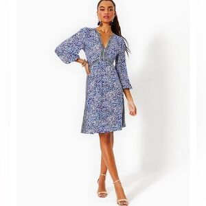Lilly Pulitzer Wexlee Blue and White Midi Dress sz 6